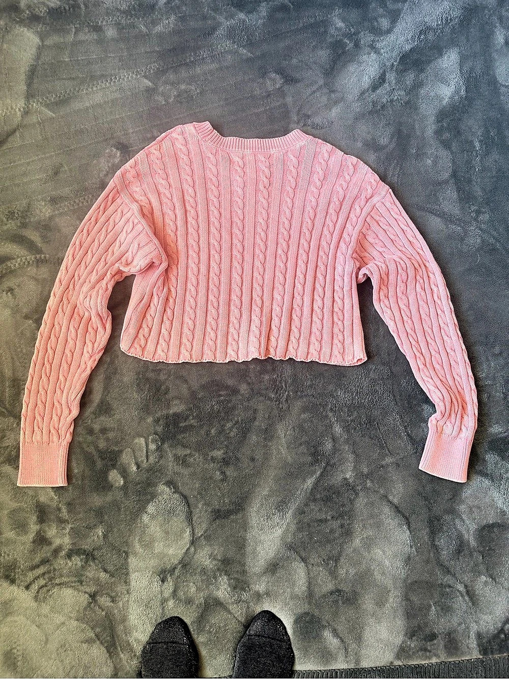 Aerie Pink Cable Knit Cropped Sweater Size Medium